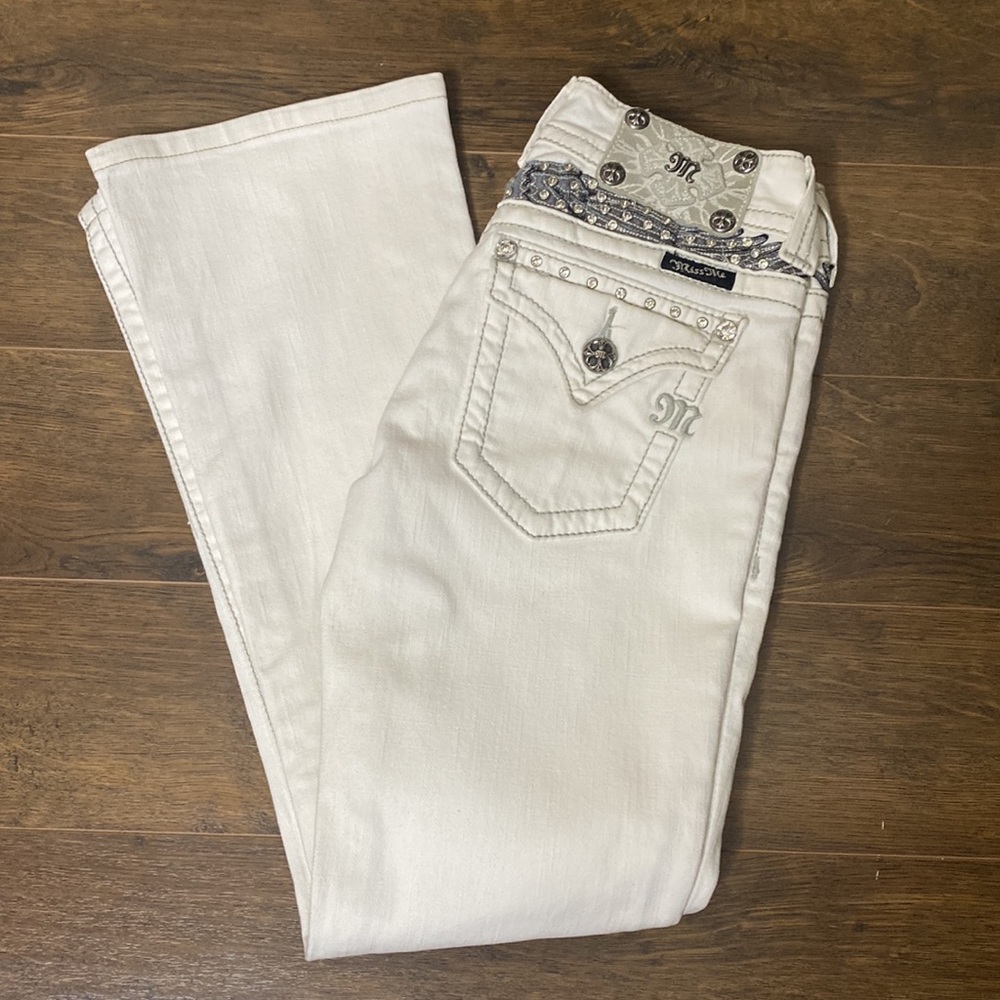 Y2K MISS ME Blingy Rhinestones Stud Details Boot Cut Jeans Back to School
